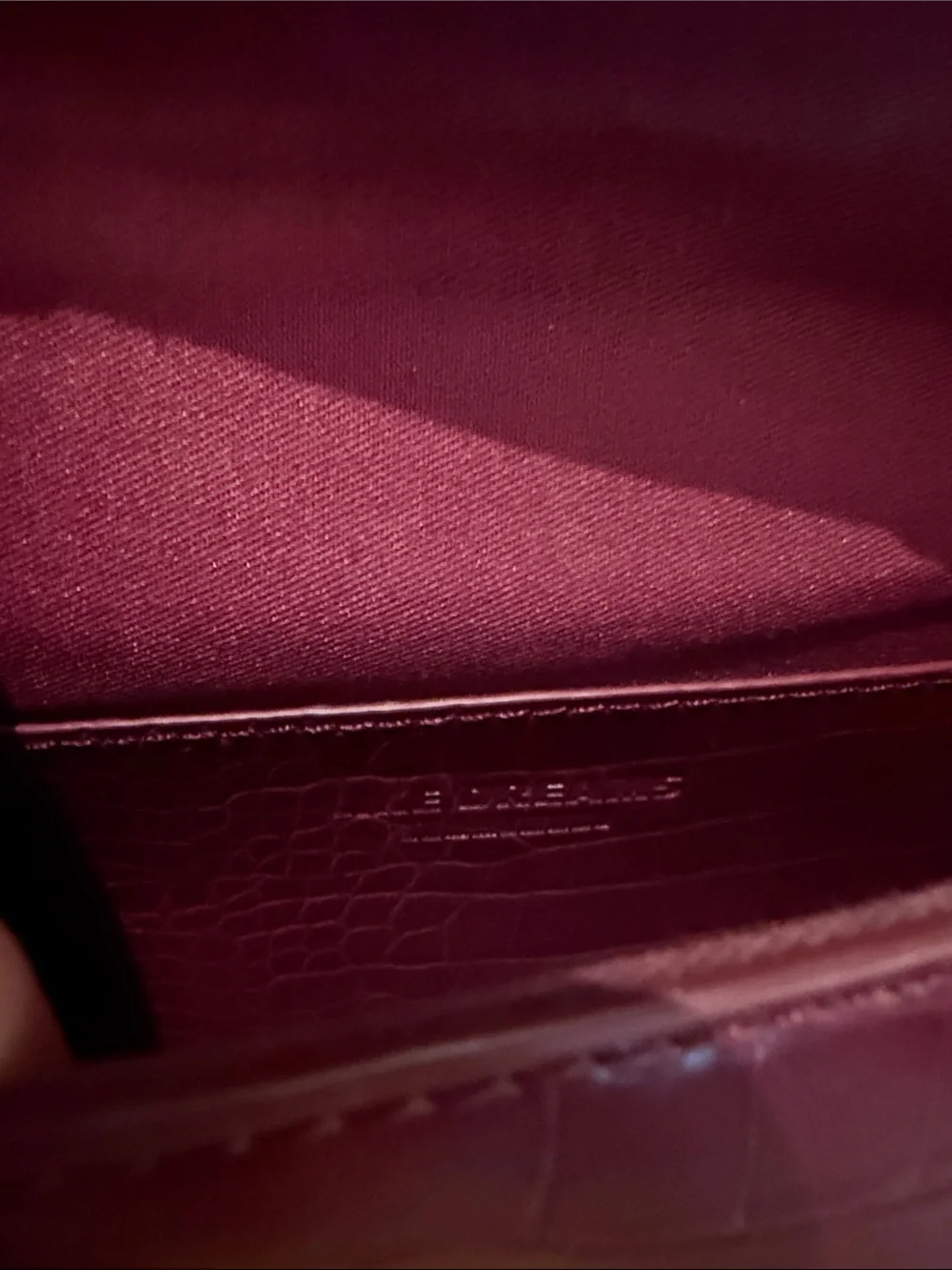 Croc-Embossed Top Handle Satchel in Deep Plum